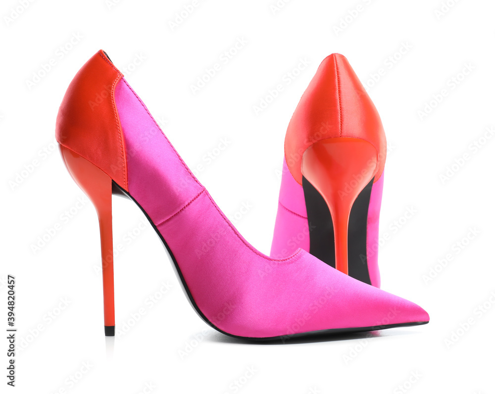 Poster Pair of beautiful shoes on white background