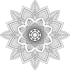 Easy Mandala coloring book simple and basic for beginners, seniors and children. Set of Mehndi flower pattern for Henna drawing and tattoo. Decoration in ethnic oriental, Indian style.