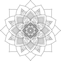 Easy Mandala coloring book simple and basic for beginners, seniors and children. Set of Mehndi flower pattern for Henna drawing and tattoo. Decoration in ethnic oriental, Indian style.