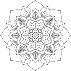 Easy Mandala coloring book simple and basic for beginners, seniors and children. Set of Mehndi flower pattern for Henna drawing and tattoo. Decoration in ethnic oriental, Indian style.