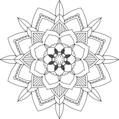 Easy Mandala coloring book simple and basic for beginners, seniors and children. Set of Mehndi flower pattern for Henna drawing and tattoo. Decoration in ethnic oriental, Indian style.