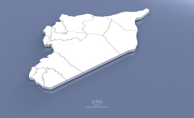 Syria Map 3d. National map 3D rendering set in Middle East Countries..
