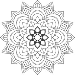 Easy Mandala coloring book simple and basic for beginners, seniors and children. Set of Mehndi flower pattern for Henna drawing and tattoo. Decoration in ethnic oriental, Indian style.