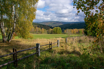 Fototapeta na wymiar View at Srni, Sumava national park, Czech republic