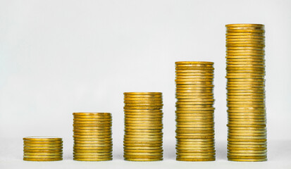 Concept of money saving and business finance, Money coin stack.