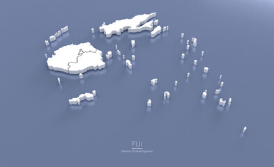 Fiji Map 3d. National map 3D rendering set in South Pacific Countries.