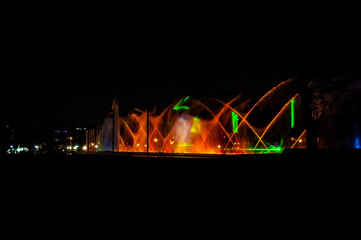 Water light games at the Magic Water Circuit (world's largest fountain complex), Park of the Reserve, Lima, Peru.