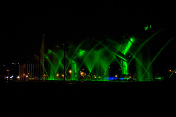 Water light games at the Magic Water Circuit (world's largest fountain complex), Park of the Reserve, Lima, Peru.