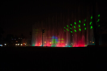 Water light games at the Magic Water Circuit (world's largest fountain complex), Park of the Reserve, Lima, Peru.