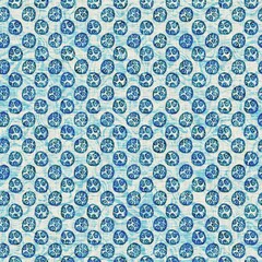 
Teal blue spotted dot weathered grunge nautical texture background. Summer coastal living style home decor tile. Sea circle grunge material. Worn turquoise dyed textile seamless pattern.
