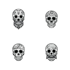 Obraz premium Abstract Sugar Skull Vector Set Eps 10