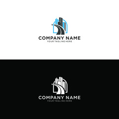 Welcome to the city. Vector abstract colorful city street, building composition sign, icon, logo isolated. Modern flat style.