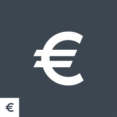 Euro Sign related vector glyph icon. Isolated on black background. Vector illustration.