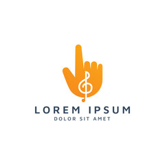 Obraz premium hand and music negative space logo design