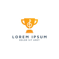 trophy and music negative space logo design