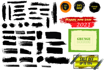 set of labels and grunge vector brush 