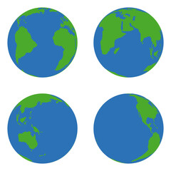 Planet earth in different positions. Vector illustration.