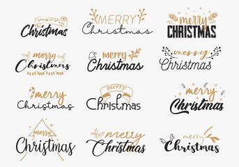 Merry Christmas - collection of icons with decorations and greetings. Vector. Eps 10