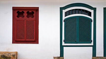 Colonial windows in Tiradentes, Minas Gerais, Brazil 