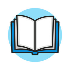 Book and Pencil Icon Filled Line Style. Student Equipment Vector Illustration. Stationary Logo Symbol Sticker. Education Icon For Web and Print Template