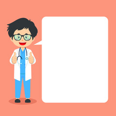 Doctor Making Thumb Up with Speech Bubbles