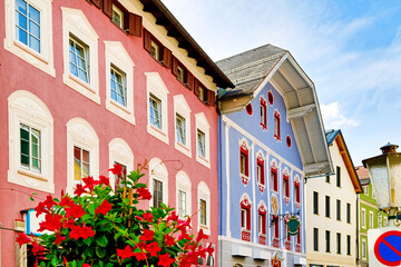 View of beautiful and colourful village Mondsee in Austria
