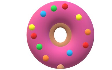pink donut with colorfull candy 