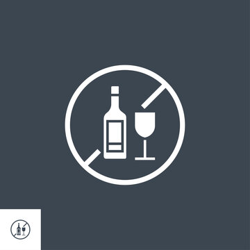 No Drinking Glyph Vector Icon. Flat Icon Isolated on the Black Background. Editable Stroke EPS file. Vector illustration.