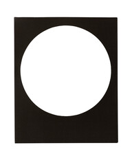 Realistic black card photo frame with circle space inside isolated on background