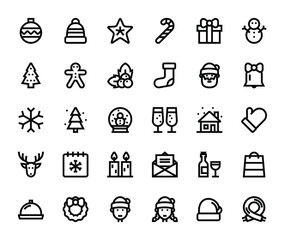 christmas basic line icons pack