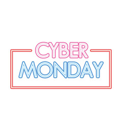 cyber monday lettering in neon font on a white background