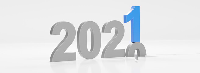 Happy New Year Background. Start in 2021. 3D illustration