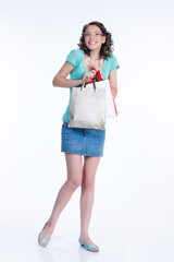 Young Emotional Woman With Paper Bag