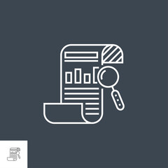 SEO Report Related Vector Thin Line Icon. Isolated on Black Background. Editable Stroke. Vector Illustration.