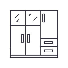 Wardrobe concept icon, linear isolated illustration, thin line vector, web design sign, outline concept symbol with editable stroke on white background.
