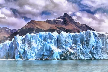 Fototapeten Lila Scenery mountain landscape at Los Glaciares National Park looks like drawing  © idea_studio