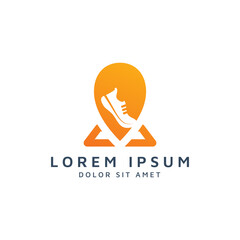 place and shoes negative space logo design