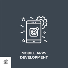 Mobile Apps Development Related Vector Thin Line Icon. Isolated on Black Background. Editable Stroke. Vector Illustration.