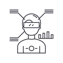 Vr simulator icon, linear isolated illustration, thin line vector, web design sign, outline concept symbol with editable stroke on white background.