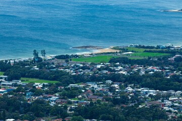 Panoramic View of Suburban Beach town of Bulli in Sydney NSW Australia