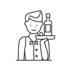 Waiter icon, linear isolated illustration, thin line vector, web design sign, outline concept symbol with editable stroke on white background.