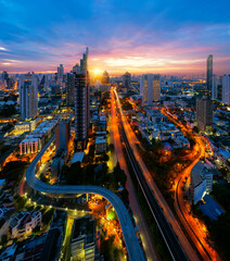 Fototapeta na wymiar View point of Bangkok city with chao phraya river