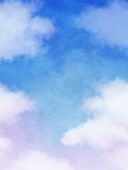 雲が浮かぶ青空の背景イラスト　縦