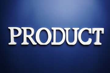 Product alphabet letter on blue background