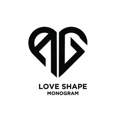 abstract ag love shape letter logo black vector monogram icon design isolated background