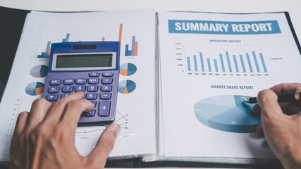 Businessman Asian people individual checking income tax form financial paper document at office.