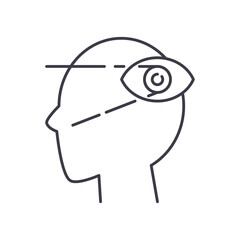 Vision mind icon, linear isolated illustration, thin line vector, web design sign, outline concept symbol with editable stroke on white background.