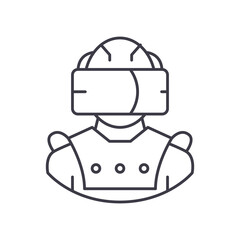 Virtual reality icon, linear isolated illustration, thin line vector, web design sign, outline concept symbol with editable stroke on white background.
