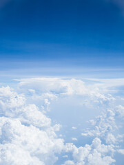 Fototapeta na wymiar View of blue sky background with white cloud on high level