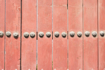 Fototapeta premium Red fence of old palace made from wood, Seoul North Korea